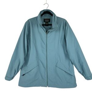 LL Bean Outdoor Nylon Rain Windbreaker Jacket Sz L Zip Hood